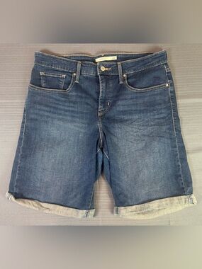 Levi’s Bermuda Shorts Women’s 16W Plus Size Dark Wash Rolled Cuff Stretch Denim